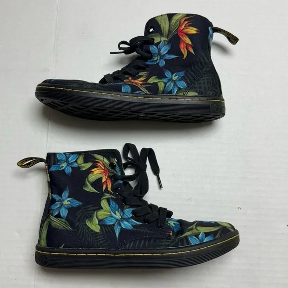Dr. Martens Hackney Lace Up Canvas Boots In Black Hawaiian Floral Print Size: 6 - Picture 4 of 10